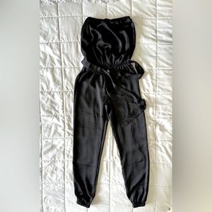 The Vanity Room black satin jumpsuit XS